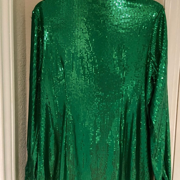 Green Sequin Button-Up Shirt - Picture 7 of 7